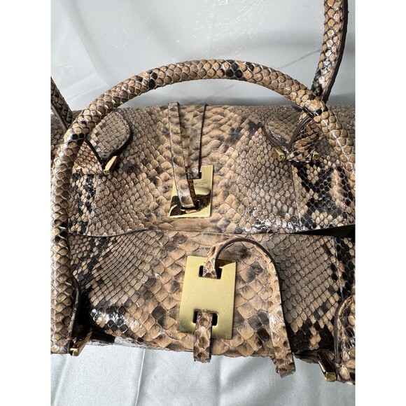 RARE 2015 Michael Kors Collection Brown Black Large Miranda Python Leather Tote - Picture 8 of 16